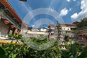 The garden against the Pagoda located in the Kek Lok Si temple, Temple of Supreme Bliss , in Penang