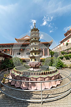 The garden against the Pagoda located in the Kek Lok Si temple, Temple of Supreme Bliss , in Penang