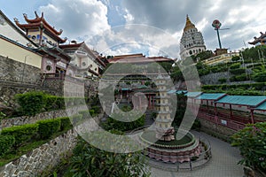 The garden against the Pagoda located in the Kek Lok Si temple, Temple of Supreme Bliss , in Penang