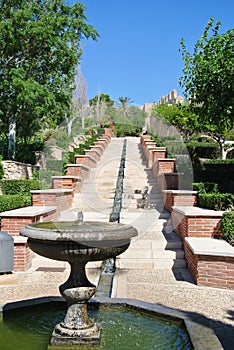 Garden of Alcazaba of Almeria in Andalusia, Spain, on a sunny day