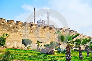 The garden along the wall of Cairo Citadel, Egypt