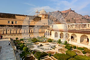 The garden. Amer Palace (or Amer Fort). Jaipur. Rajasthan. India