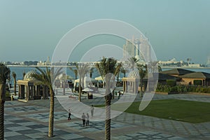 Garden and beach of Emirates Palace in Abu Dhabi