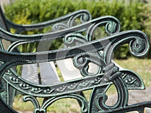 Garden bench with ornaments