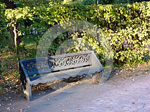 Garden bench,  wood carving photo