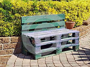 Garden benches made of wooden pallets