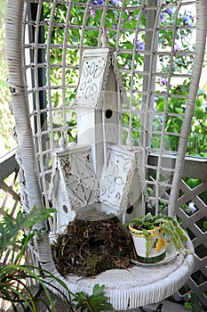 Garden Birdhouses in White Shabby Chic