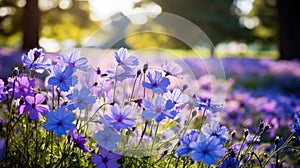 garden blue and purple flowers photo