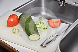 Garden Bonanza on a cutting board: side view 2