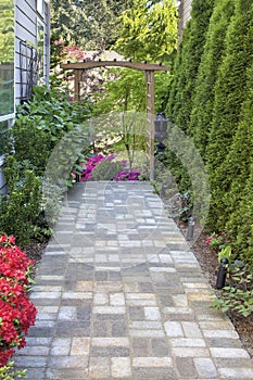 Garden Brick Paver Path with Arbor