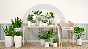 Garden in cafe or flower shop - 3d Illustration