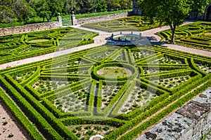 Garden in Castle Escorial at San Lorenzo near Madrid Spain