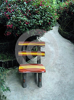 Garden chair on concrete patio photo