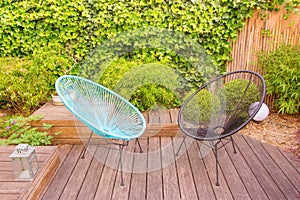 Garden chairs in a small modern urban patio