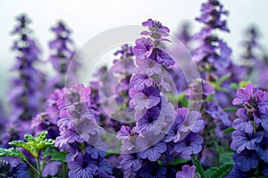 Garden of color Purple flowers with key copy space backdrop