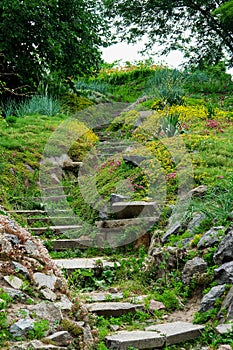 Garden culture landscape with marble stone stairs