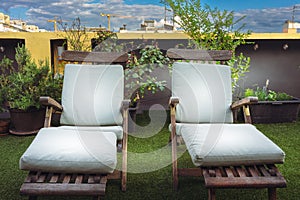 Garden deck chair on the terrace