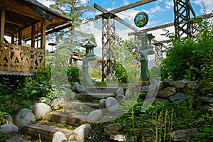 The garden, decorated in Oriental style