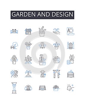 Garden and design line icons collection. Inspirational, Motivational, Aspirational, Iconic, Admirable, Exemplary