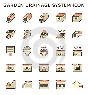 Garden drainage system and pipe vector icon