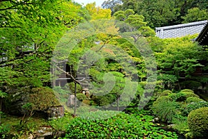 Garden at Eikan-d? Temple, a major Buddhist temple with ancient art and Zen garden