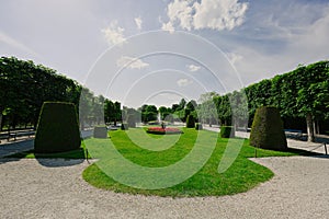 Garden of famous Schonbrunn Palace in Vienna, Austria