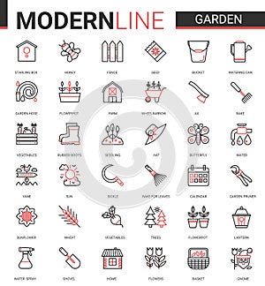 Garden farm tools flat icon vector illustration set of gardening or landscaping accessories for gardener farmer worker