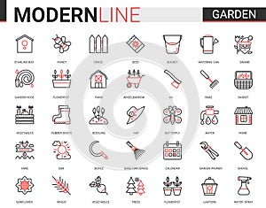 Garden farm tools flat icon vector illustration set of gardening or landscaping accessories for gardener farmer worker