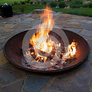 Garden Fire Pit At Sunset