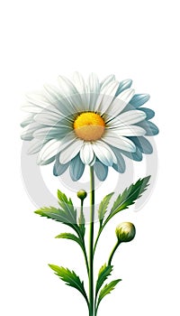 Garden flower. Camomile flowers, watercolor illustration.Botanical bouquet on white background