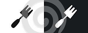 Garden fork icon linear graphics set vector in black