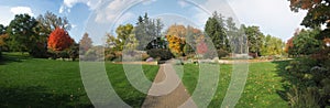 Garden, Formal in Autumn, Arbor, Maple Tree, Panorama/Banner