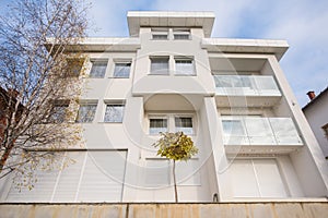 Garden in front of modern white house