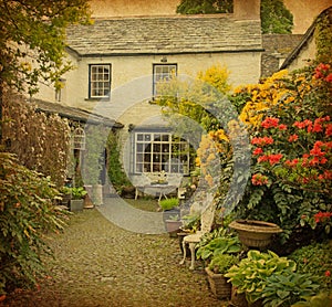 Garden at the front of old house