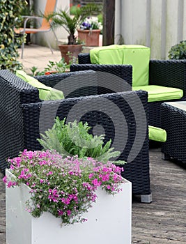 Garden furniture on terrace or balcony photo