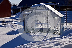 Garten glas Gewächshaus schneebedeckt das wetter im 