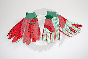Garden gloves pair protect trendy on grey table background