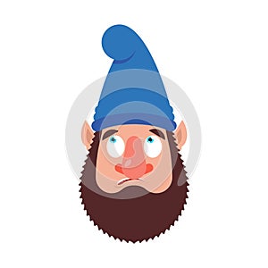 Garden gnome confused oops. dwarf perplexeds. surprise Vector illustration