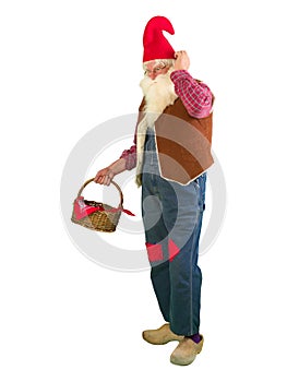 Garden gnome with mini basket