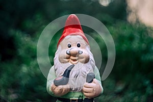 Garden Gnome Portrait with red hat