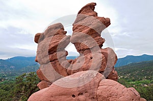 Garden of the Gods Landmark and Mountains