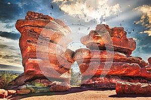 Rock formations on Rampart Range Road at Garden of the Gods Park, Colorado photo