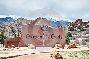 Garden of the Gods sign in Colorado Springs photo