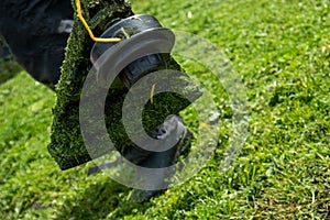 Garden grass trimmer closeup photo