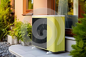 Garden ground source heat pump unit environmentally friendly sustainable domestic heating green efficient Generative AI