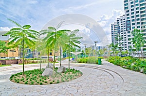 Garden within high-rise residential estate