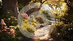 Award-winning Poetcore Garden Hiking Trail With Ferrania P30 Illustration photo