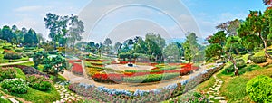 The garden on the hilly slope, Mae Fah Luang garden, Doi Tung, Thailand