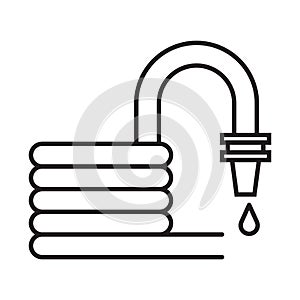 Garden Hose or Firehose Icon in Line Art