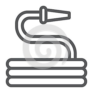 Garden hose line icon, tool and irrigation, sprinkler sign, vector graphics, a linear pattern on a white background.